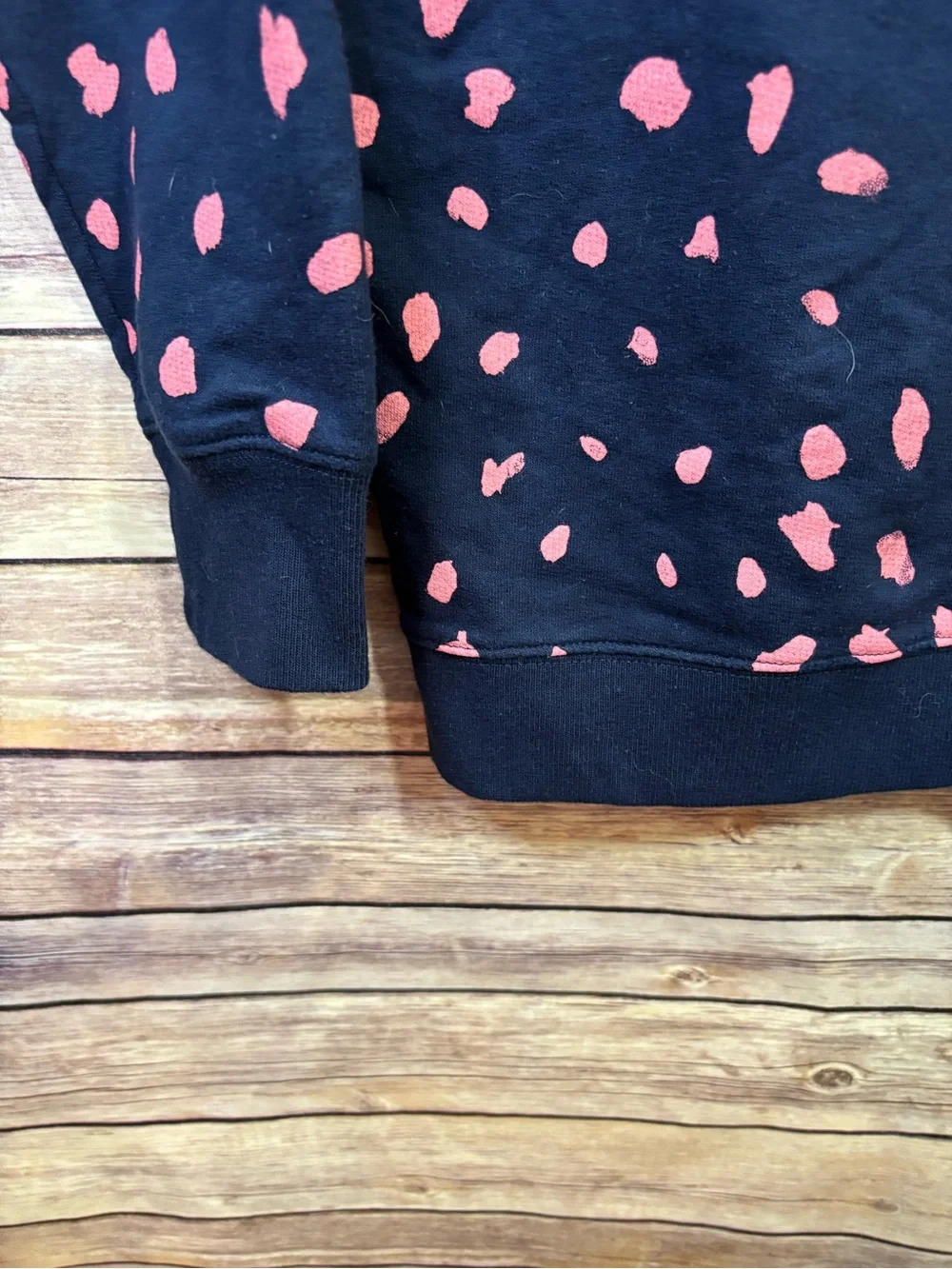 J. Crew Navy Pink Print Raglan Sleeve Sweatshirt Size Small